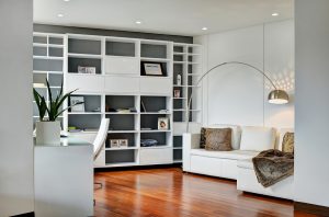 White Home Office with clean interior design in Medellin