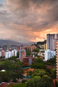Vertical Medellin Landscape at Sunset