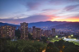Medellin with a Pink Sunset
