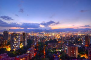 Purple Skies in a Medellin City View